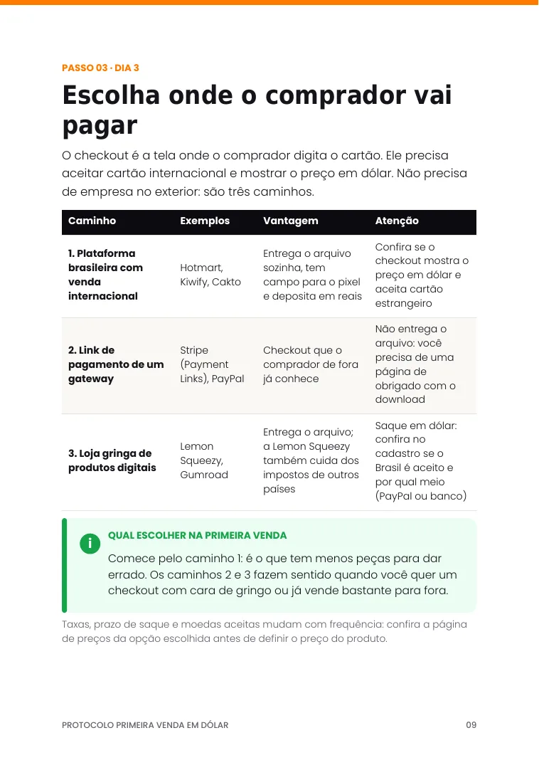Página: os 3 caminhos para cobrar em dólar