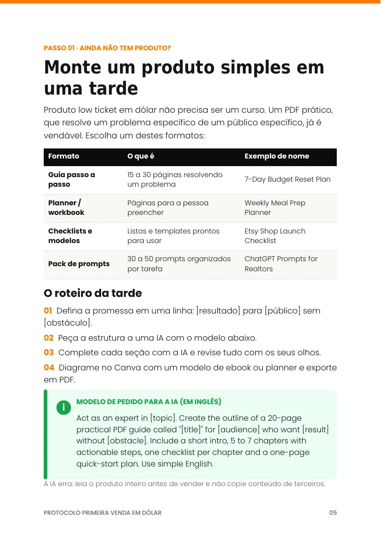 Página: monte um produto simples em uma tarde